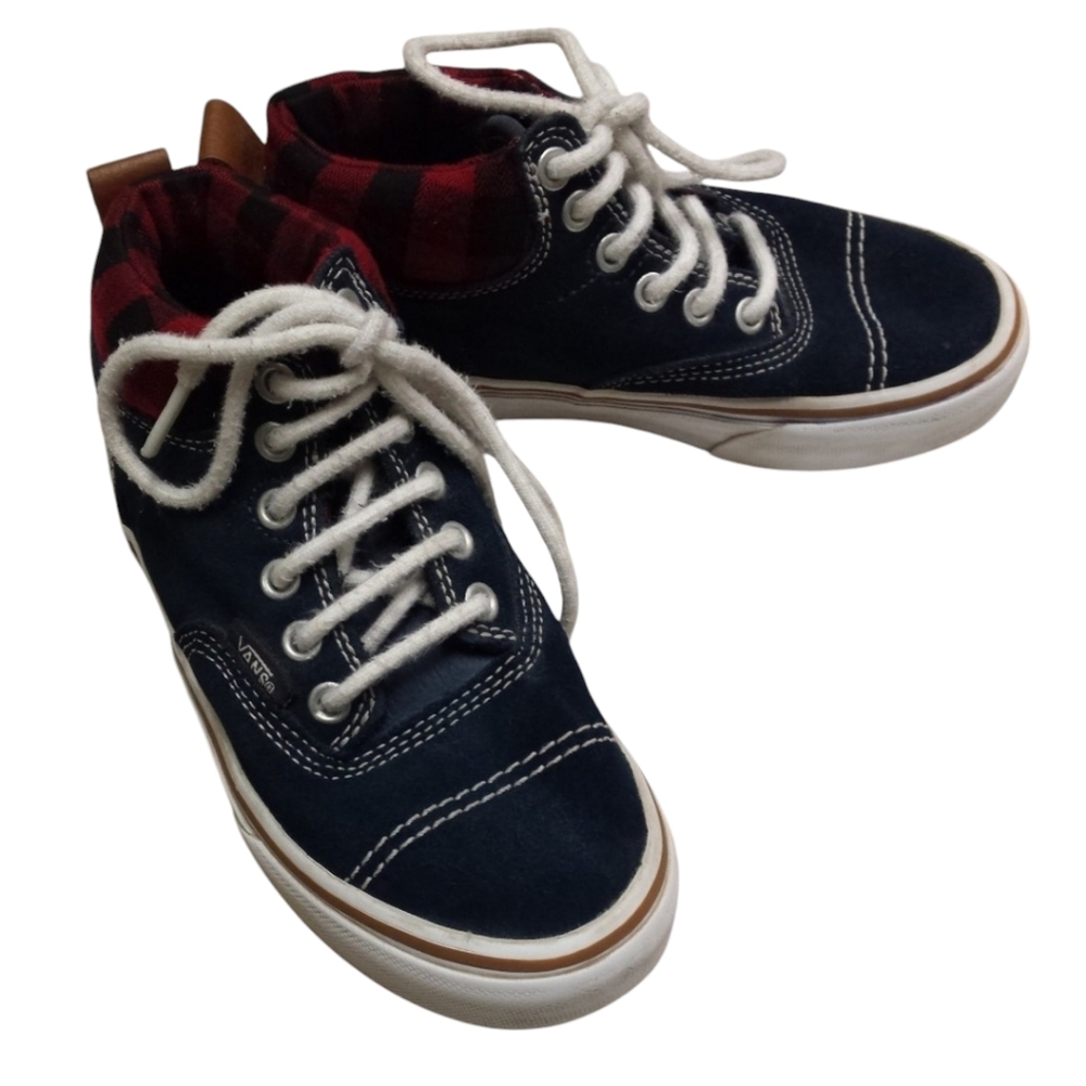 Kids Vans High Sneakers Sk8-Hi MTE-1 Plaid & Blue Suede